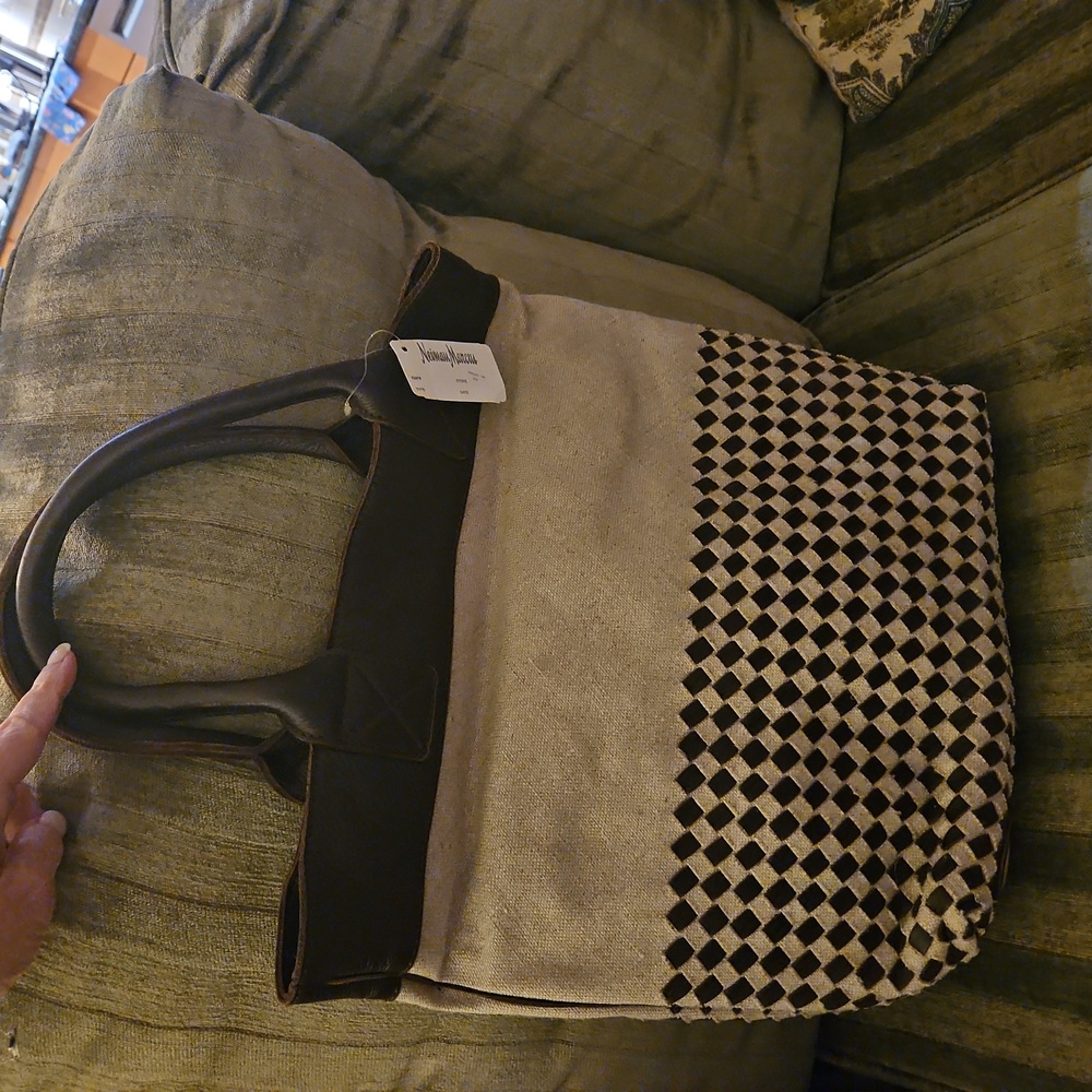 Bottega Veneta leather and canvas bag NWT